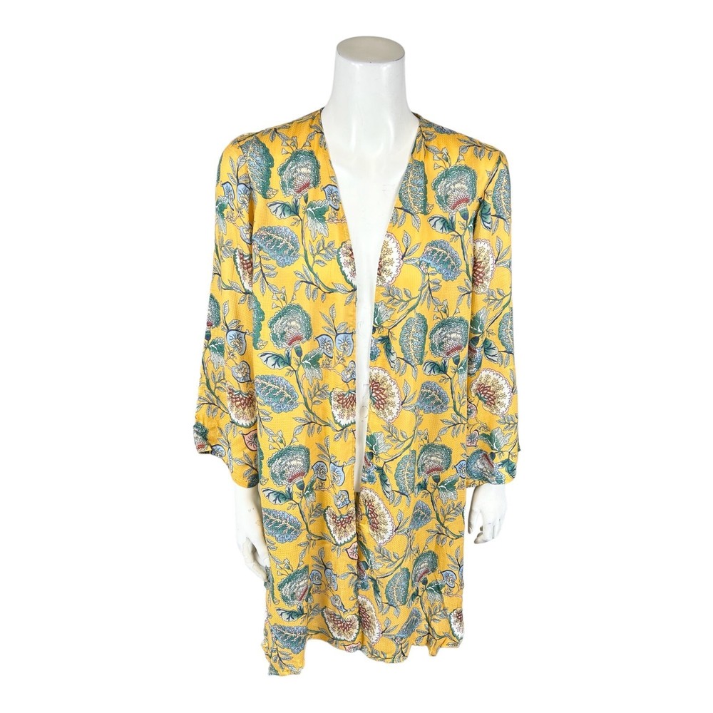 Haute Hippie Tribe 'Blair' Printed Open-Front Woven Cardigan Floral Medium Size